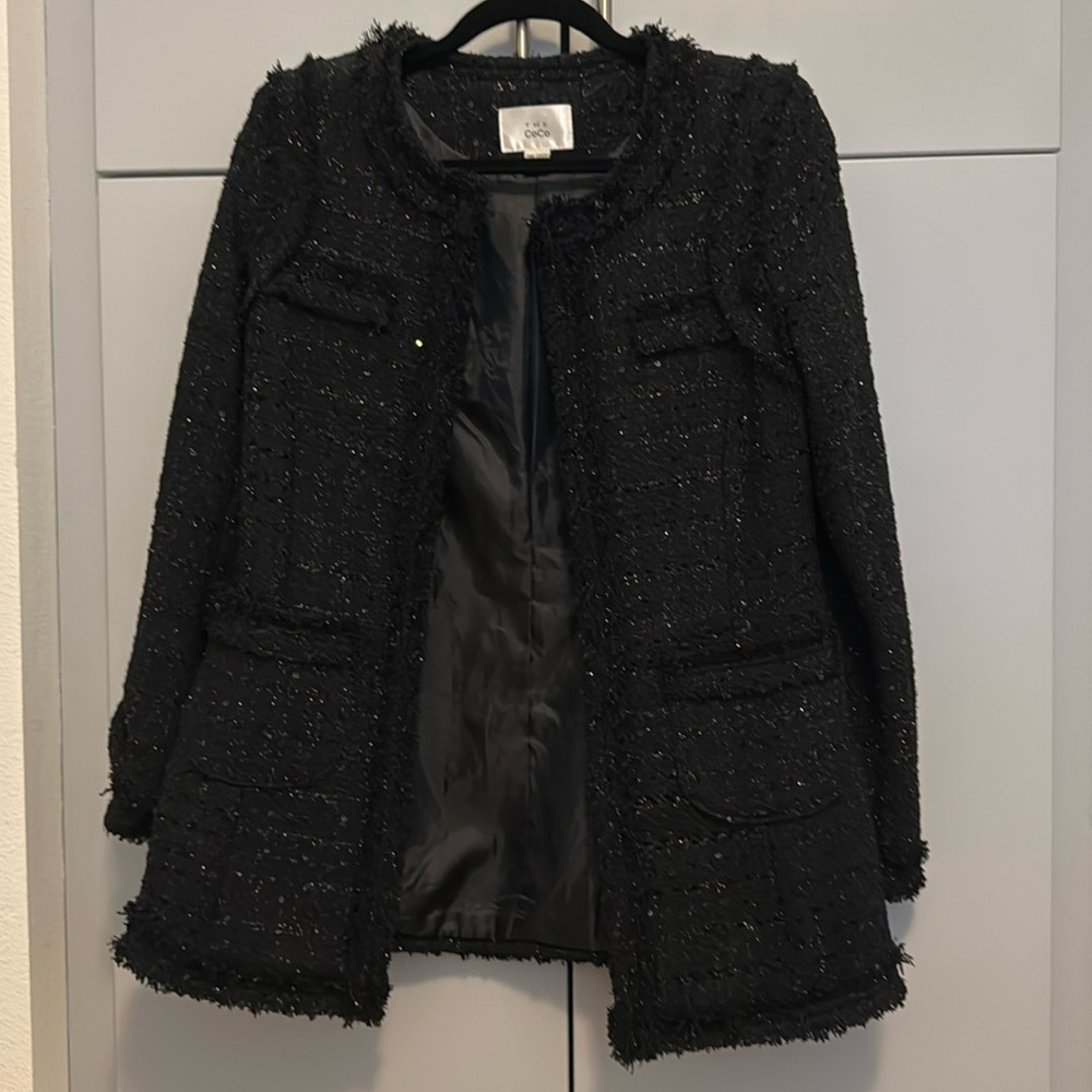 Chanel style black tweed blazer